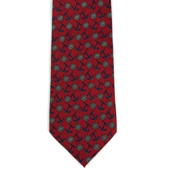 Utopia Men's Tie Handmade Red Anchor Compass Nautical Novelty Necktie 56" - Picture 3 of 8